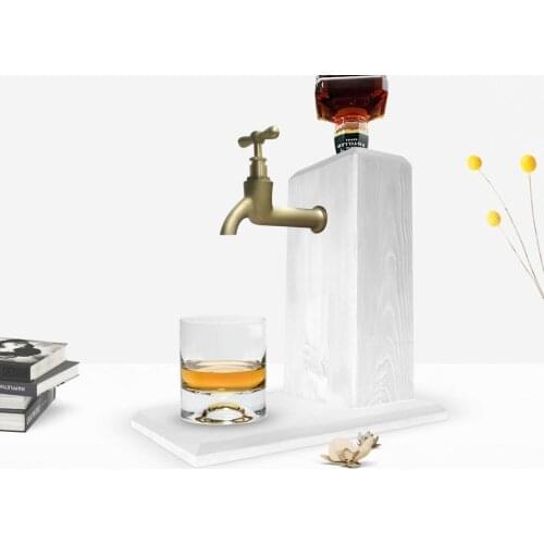 BK Home Tap Natural Wood Whisky Stand-Vintage White