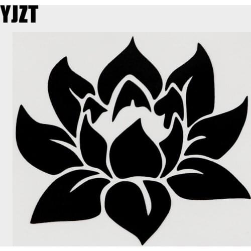 YJZT 13CM×11.8CM Fashion Flower Lotus Vinyl Decal Car Sticker Black/Silver 18B-0150