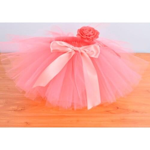 Coral Baby Girls Tutu Skirt & Headband Set Newborn Photo Prop Costume Infant Fluffy Baby TUTU Outfit Newborn Tutus For 0-12M