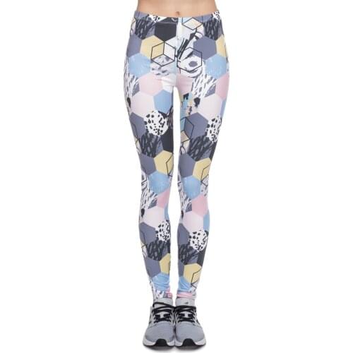 Hot Sale leggins mujer colorful honeycomb Printing legging fitness feminina leggins Woman Pants workout leggings