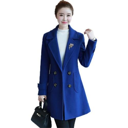 Korean Winter Woman Wool Coat 2020 new Plus size Women Woolen Overcoat Female Autumn Fashion Double-breasted woman Jacket R412