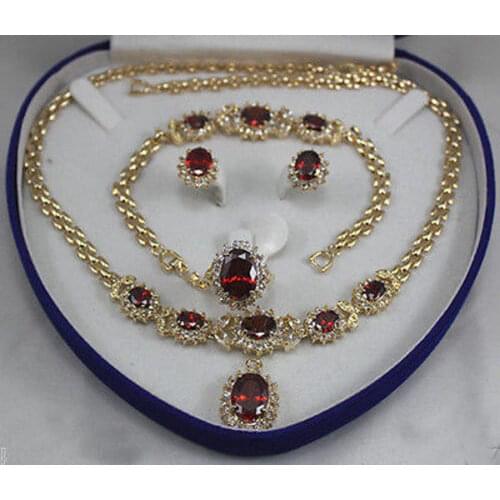 Womens jewelry rubine NEW Earring Bracelet Necklace Ring(No box)^^^NEW style Fine jewe Noble Natural FREE SHIPPING