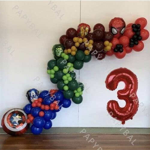 137Pcs DIY Marvel Spiderman Iron Man Hulk Balloons Chain Arch Garland Kit Kids Baby Shower Birthday Baloon Set Globos Boys Gifts