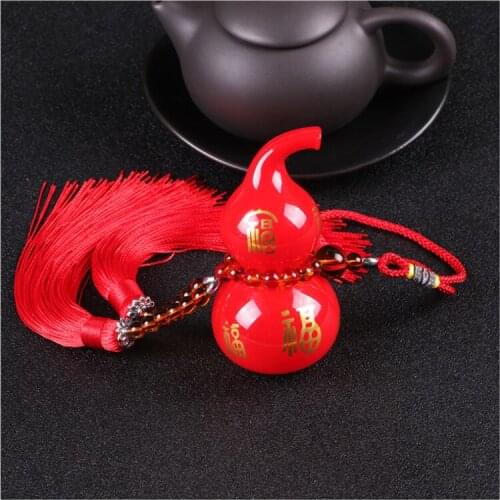 2PCS # Pocket travel CAR HOME WALL efficacious talisman Bless GOOD LUCK bring wealth Safe RED Gourd FENG SHUI hanging Amulet