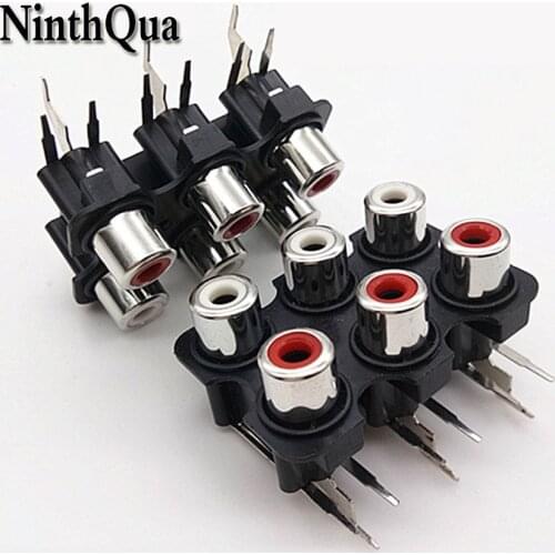 2pcs New 6Pole 6Pin RCA Female Audio Video Plug,AV Connectric Socket Connector White + Red Input and Output