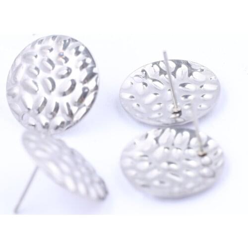 20pcs Stainless Steel Hammered Post Earring Studs For Jewelry Making Diy Connector Findings For Earrings Supplies