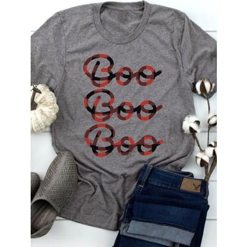 2021 Cute Korean Style Causal Boo Letter T-shirts Vintage Top Female Plus Size Punk T-shirt T Tops