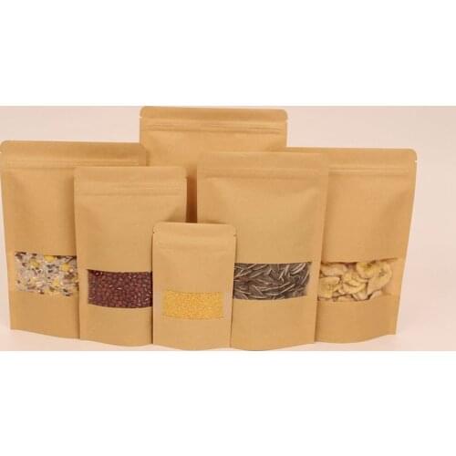 50pcs Open window zipper ziplock stand up bag food coffee candy gift packing bags