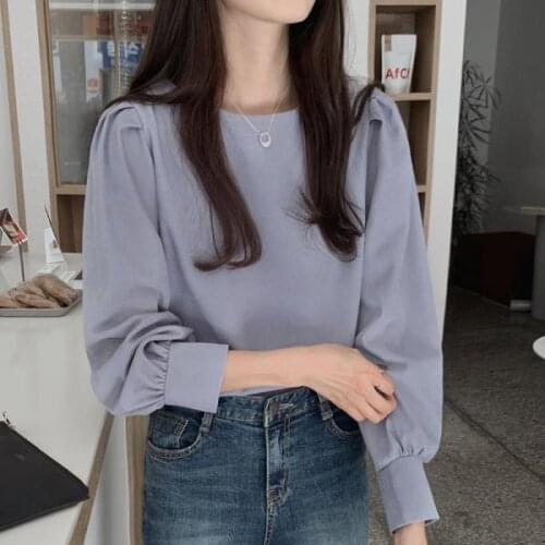 Blouse Women Autumn round Neck Long Sleeve Top Blusas Mujer De Moda