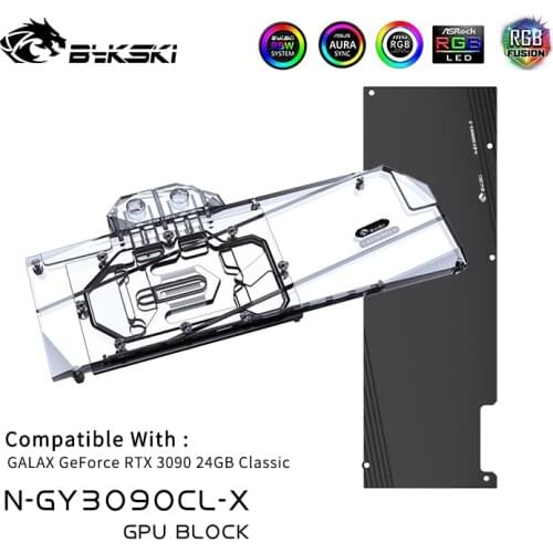 Bykski Gpu Water Block N-GY3090CL-X,For GALAX RTX 3090 24GB Classic GPU Card,With Backplane Copper Radiator Water Cooling