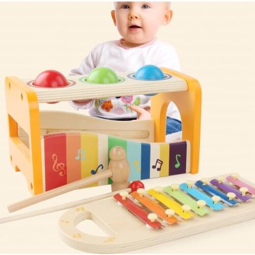 Wooden Children Kids 8 Notes Musical Xylophone Piano Instrument Educational Toys Parent-child Interactive Mini Thumb Piano Games