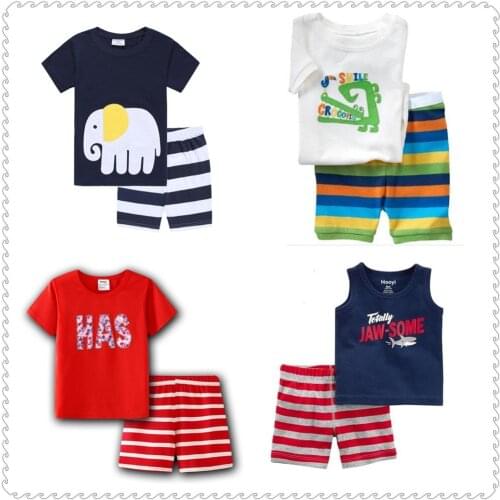 Striped Children T-Shirts Short Pants Clothes Suits 2019 Summer Summer Cotton Baby Boys Pajamas Sets Kids Sleepwear 2-7 Years