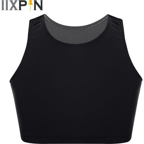 IIXPIN Kids Girls Basic Crop Top Dance Costumes Solid Color Sleeveless Tanks Tops for Ballet Dance Stage Performance Workout
