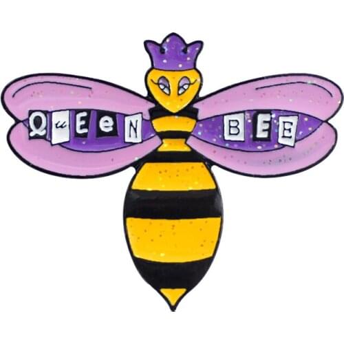 Animal Bee Badge Pin Cute Cartoon Queen Bee Enamel Metal Brooch Trendy Glamour Clothes Backpack Jewelry Accessories Gift