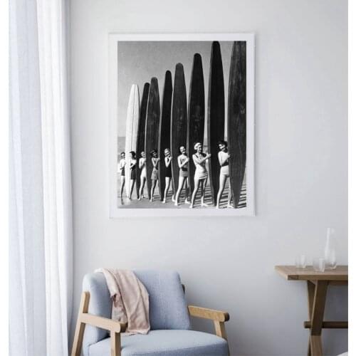 Surfing Art Prints Gift for Surfer Vintage Surf Art Canvas Painting Beach House Decor Surf Photography Poster Wall Art Picture