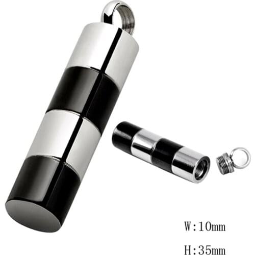 IJD2007 Stainless Steel Mens Cylinder Pendant Cremation Urn Necklace for Ashes Keepsake Memorial Jewelry