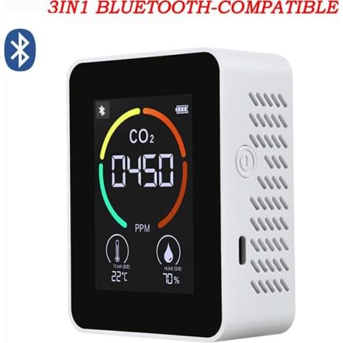 5 in 1 CO2 Meter Gas Detector Bluetooth-compatible Air Quality Monitor Air Analyzer Temperature Humidity Display For HCHO TOVC