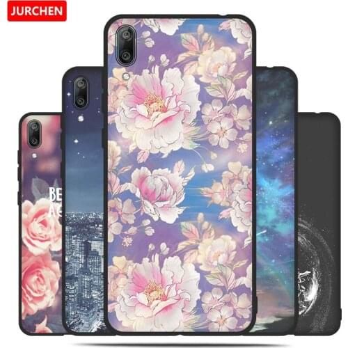 JURCHEN Case For Huawei Y7 Pro 2019 Cover Silicone Soft TPU Cute Cartoon Flower Back Cover For Huawei Y7 Pro 2019 Phone Case