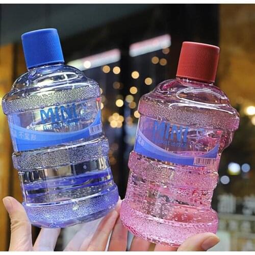 Kawaii Mini Bottle Creative Bucket Water Cup Large Capacity Plastic Cup Portable Sealed Leakproof Kids Student Drinking Bottles