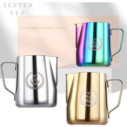 Pointy-mouth Coffee Garland Cup 304 Stainless Steel with Graduated Measuring Cup Coffee Garland Cylinder Milk Froth Appliance