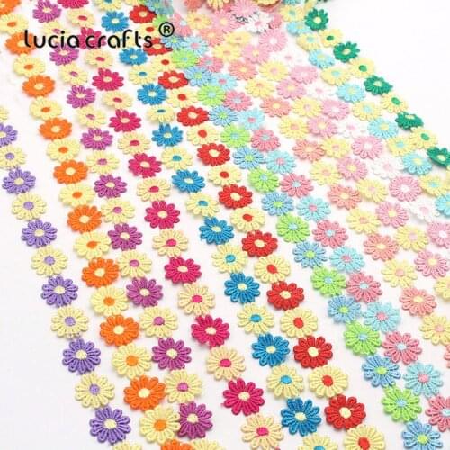 Lucia crafts 2.6cm Flower Embroidery Trim Lace Ribbon Fabric DIY Sewing Garment Accessories 1yard/lot N0810