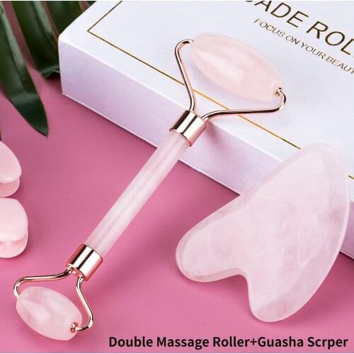 2pcs/set Face Massage Roller Gua Sha Scraper Board Face Lifting Up Wrinkle Remover Double Chin Roller Beauty Care Slimming Tools