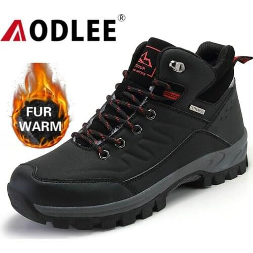 Outdoor Men Climbing Boots Winter With Plush Warm Military Boots Men Fashion Winter Ankle Boots Hiking Shoes Dropshipping AODLEE