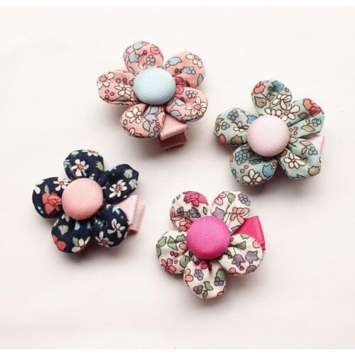 2018 New Five Leaves Floral Hair Clips Kids 20pcs/lot Girls Flower Hair Barrette Princess Shapes Hair Clips Pink Flower Hairpins