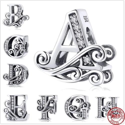 New Letter Alphabet A-Z Charm Name charm Beads fit Original Pandora Charms Silver 925 Bracelet accessories DIY Women Jewelry