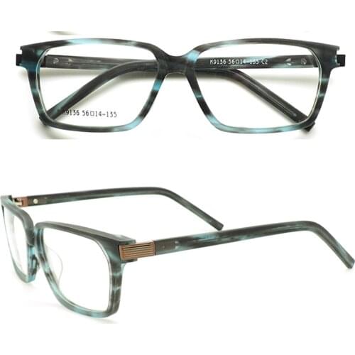 Women Rectangular Eyeglass Frames Men Square Optical Glasses Frames Full Rim Glasses Acetate Modern Spectacles Prescription Blue