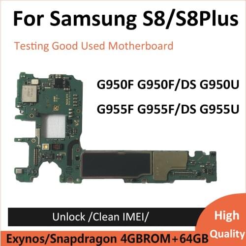 Original Unlocked Mainboard For Samsung Galaxy S8 Plus G955FD G955F G955U S8 G950F G950F/DS Motherboard 64GB Logic board Knox 0