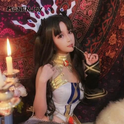Monenjoy Fate Stay Night Tohsaka Rin Wig FGO Grand Order Ishtar Dark Brown Twin Tail Cos Hair