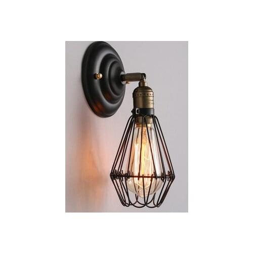 American style Rural Retro Simple Iron Cage Restaurant Aisle Study Corridor Bar Wall Lamp