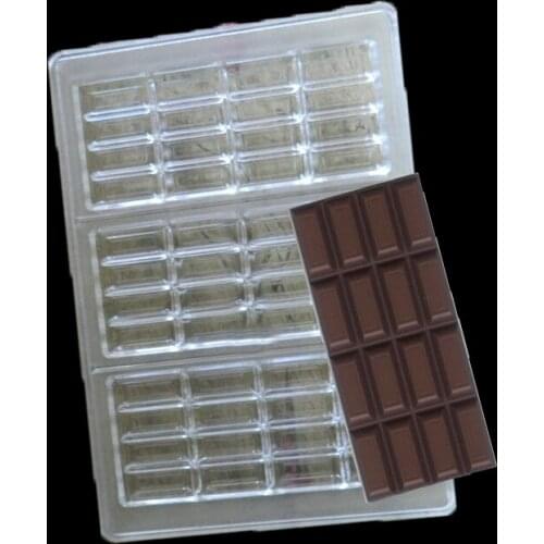 Clear DIY 3 D 4-Lines Big Size Chocolate Bar Mold Polycarbonate Candy Tray Hard PC DIY Chocolate Mould