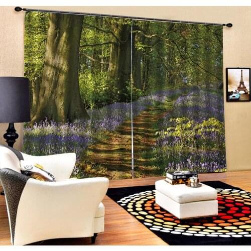 Green forest curtains Luxury Blackout 3D Window Curtains For Living Room Bedroom Customized size Drapes Cortinas