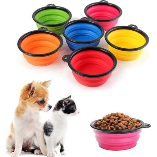 Silicone Foldable Pet Cat Dog Food Feeder Bowl Puppy Pet Food Water Drinking Container Outdoor Travel Bowl For Small Medium Dog