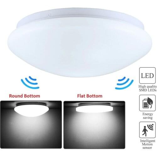 26cm LED Ceiling Lamp 12W PIR Motion Sensor Lamp Surface Mounted Auto Smart Radar Control Round Panel Light