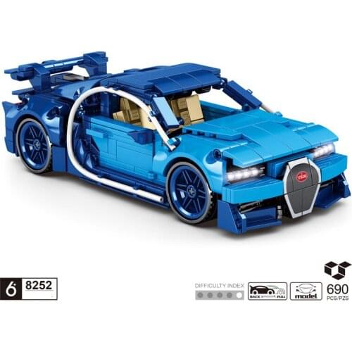 Technical building block Bugattis super sport car Chiron model Pull back vehicle steam assembly bricks toys collection for gifts