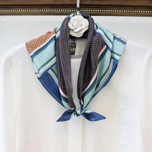 Women Scarf Fashion Square Scarves Head Neck Tie Band Hair Band All-match geometric patchwork silk scarf