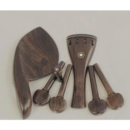 1set Brand new natural ebony 4/4 violin parts fittings accessories peg tailpiece chinrest endpin