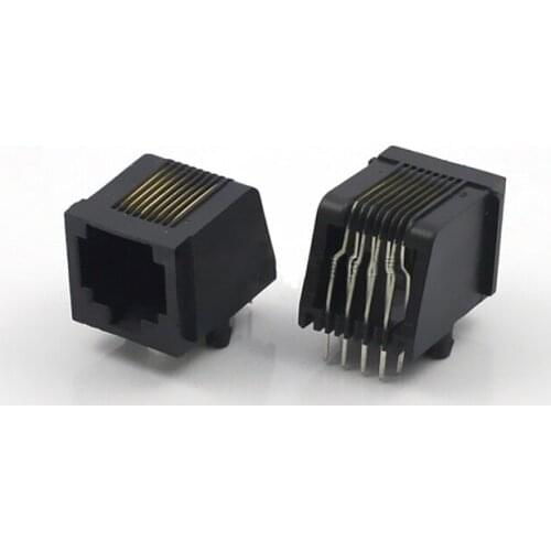 10pcs RJ45 Cable Connector Network Socket Jack 8-pin Cable Interface PCB Plug Horizontal Mushroom Feet PC Black