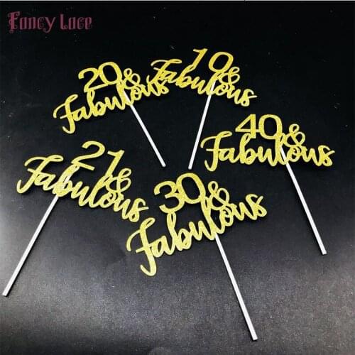 12Pcs Russian Birthday Cupcake Cake Glitter Topper Cake Flag Number 20 to 100 Fabulous Design Baby Shower Birthday Party Decor