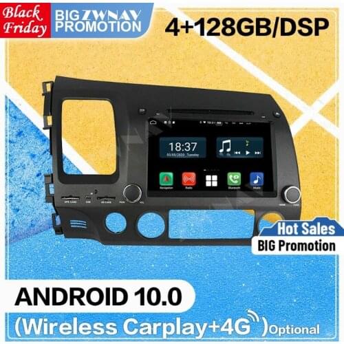 128GB Carplay Android 10.0 screen DVD Player for Honda CIVIC 2006 2007 2008 2009 2010 2011 GPS Auto Radio Audio Stereo Head unit