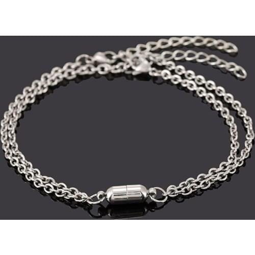 2pcs / Set Steel O-Shaped Magnet Bracelet for Couples 4mm Stainless Steel Charm Attractive Men and Women Valentine'Day Gifts