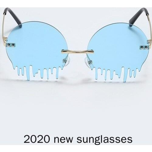 2020 Fashion Blue Sun Glasses Women Big Frames Round Sunglasses For Female Sunglasses Men Ladies Vintage Sun Glasses UV400 NX