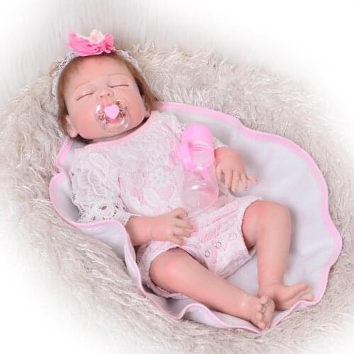 23" Full Silicone Reborn Girl Baby Doll Toy Lifelike modeling infant dolls baby dolls play house toys bonecas pink lol princess