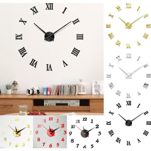 3D Wall Clock Mirror Wall Stickers Wall Clocks Living Room Removable Art Decal DIY Sticker Home Decoration