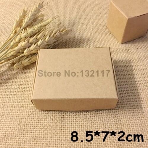 50PCS 8.5*7*2cm Natural Brown Kraft Paper Box Gift Box Paper Carton Wedding Favors Candy Box Party Supplies Soap Packaging Box