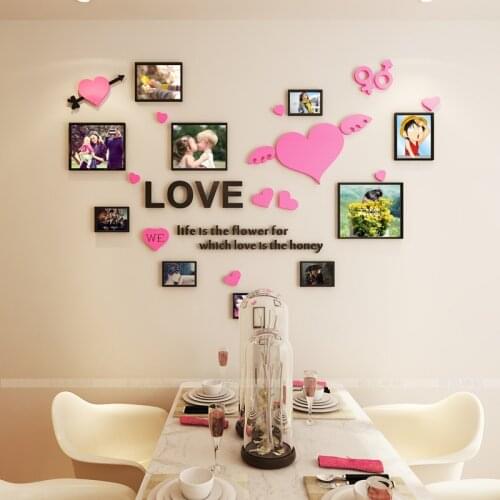 Warm Photo Frame Acrylic 3D Wall Sticker Wedding Room Romantic LOVE DIY Art Wall Decor Living Room Bedroom Wall Decoration