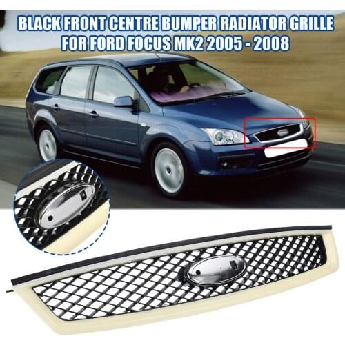 Car Black Front Centre Bumper Radiator Grille Upper Bonnet For Ford Focus Mk2 2005 2006 2007 2008 Car Styling